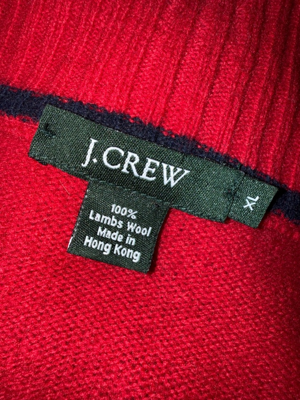Vintage J. Crew Lambswool Fair Isle Quarter Zip Pullover in Red Size XL - Picture 2 of 9
